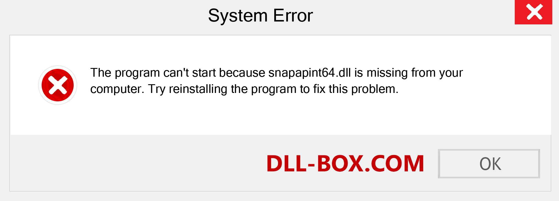  snapapint64.dll file is missing?. Download for Windows 7, 8, 10 - Fix  snapapint64 dll Missing Error on Windows, photos, images